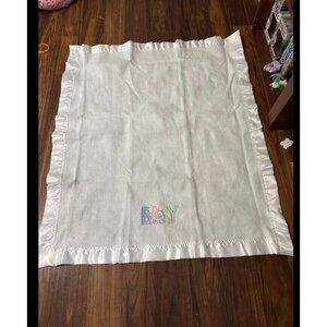 Welcome Home Vintage Baby Security Blanket Satin Trimmed 38 X 45 White Nursery